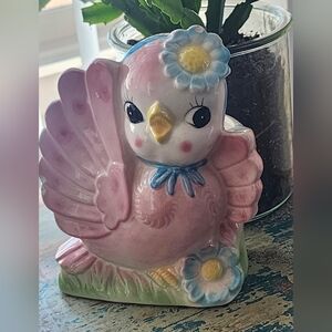 Vintage Rubens #6102Pink Spring Chick Ceramic Planter